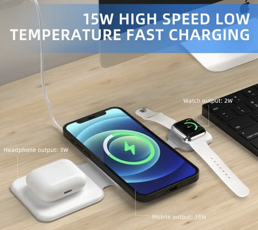 3 In 1 Magnetic Foldable Wireless Charger Charging Station