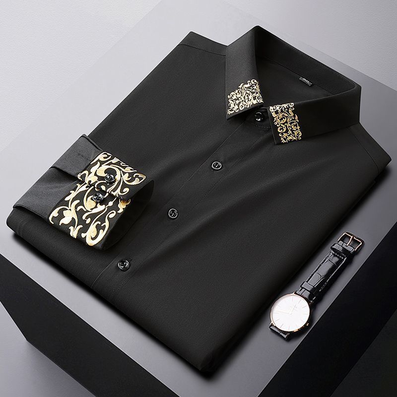 Spring Embroidered Neckline Polo Long sleeve for Men