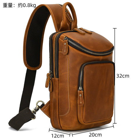 Men's Retro Crazy Horse Skin Shoulder Bag