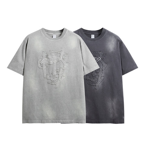 Embroidered Loose-Fit T-Shirt for Men Washed Cloth Design