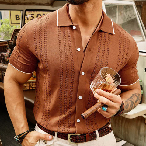 Short-sleeved Polo Shirt Summer Button Lapel Top Fashion