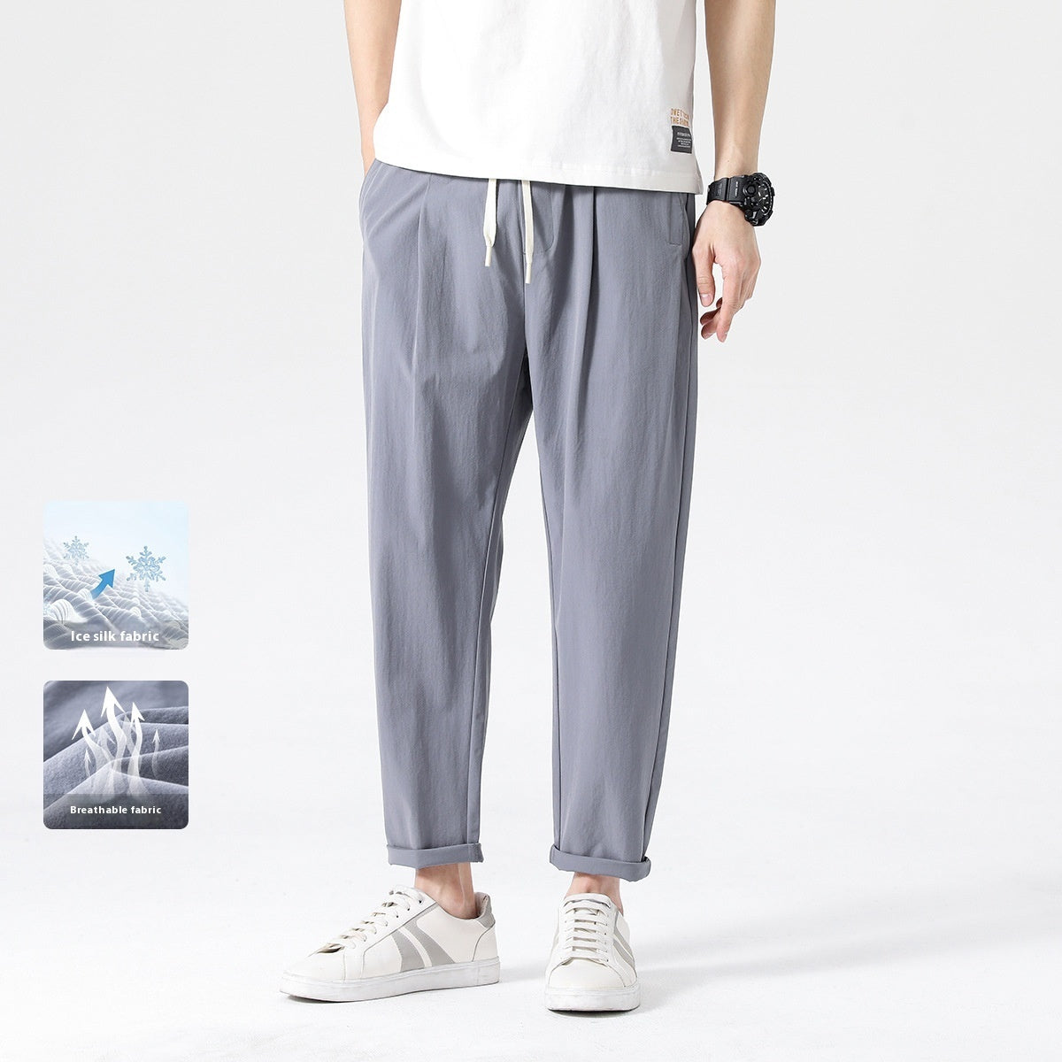 Breathable Lace-Up Casual Pants: