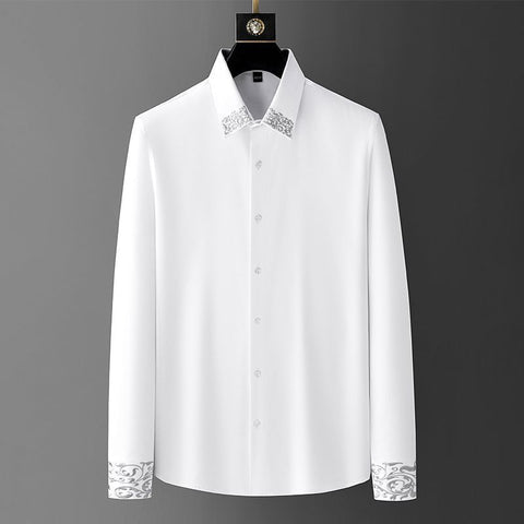 Spring Embroidered Neckline Polo Long sleeve for Men