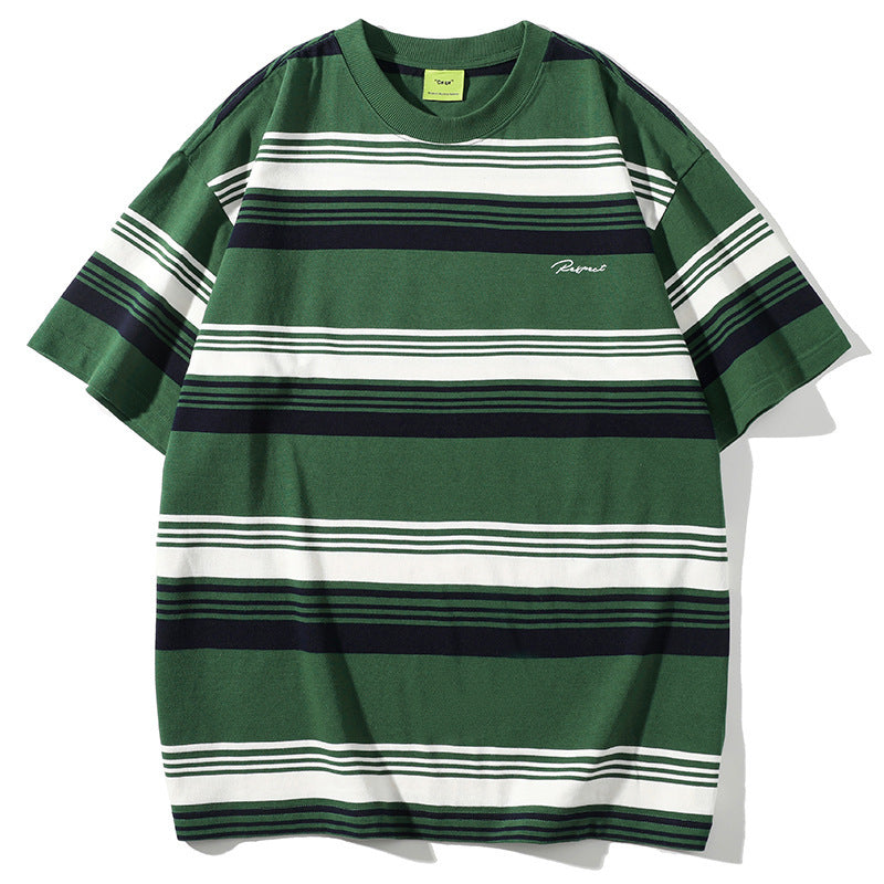 Men's Green Striped T-Shirt