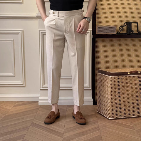 Stylish Seersucker Straight Type Pants for Men