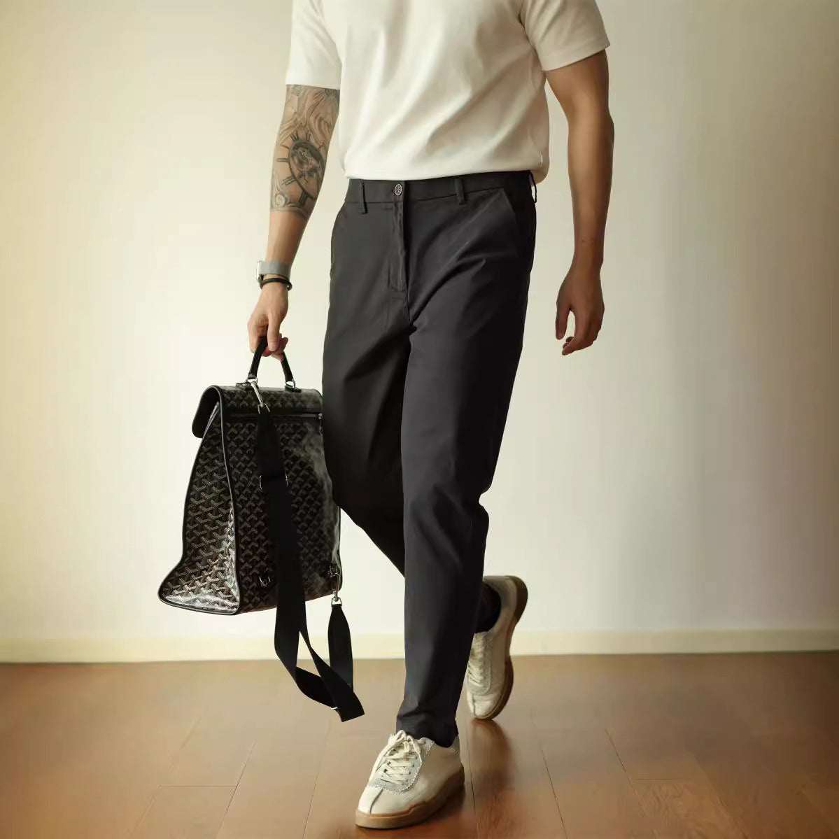 Men's Casual Business Slim-Fit Cropped Trousers