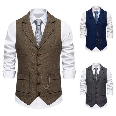 New Retro Herringbone Casual Vest Multi-pocket Tough Guy Vest