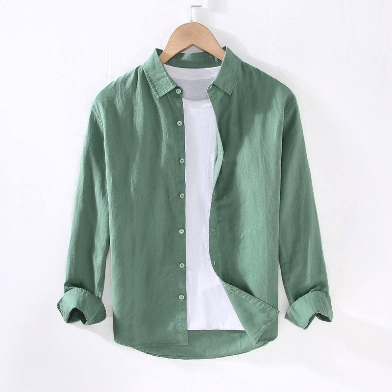 Lightweight Men's Cotton and Linen Long Sleeve Shirt