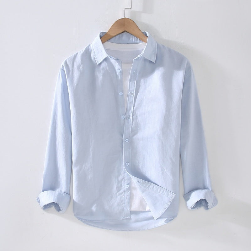 Lightweight Men's Cotton and Linen Long Sleeve Shirt