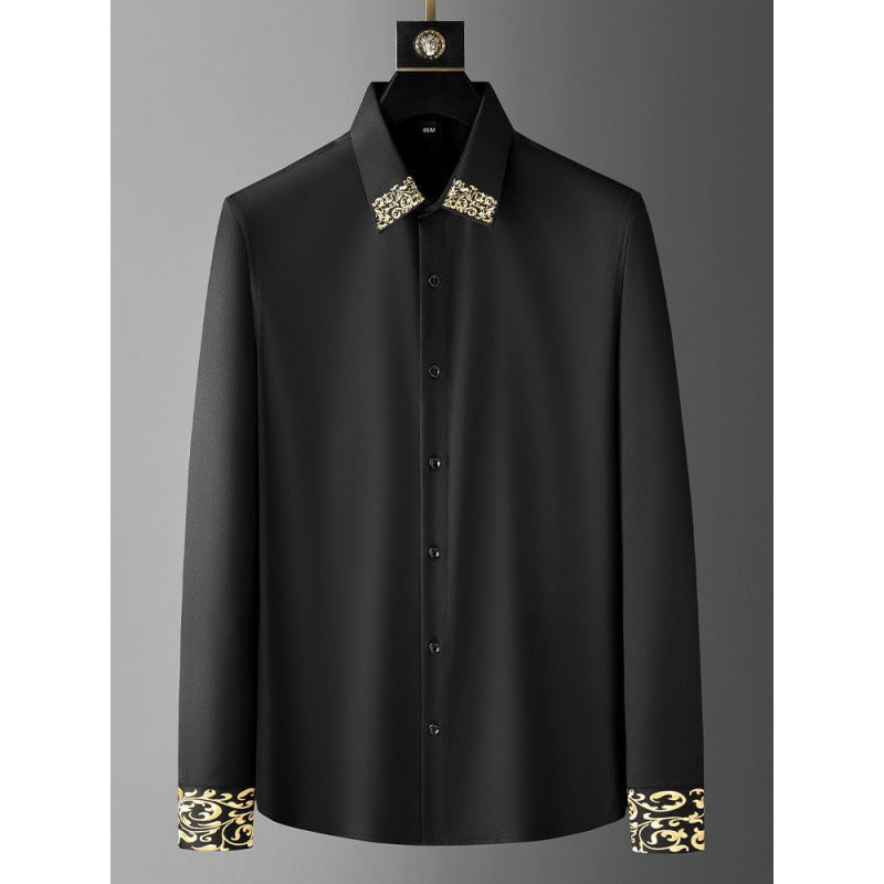 Spring Embroidered Neckline Polo Long sleeve for Men