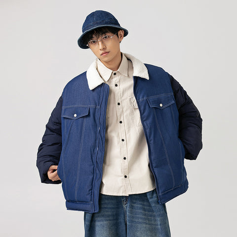 Men's American Retro Patchwork Denim Coat