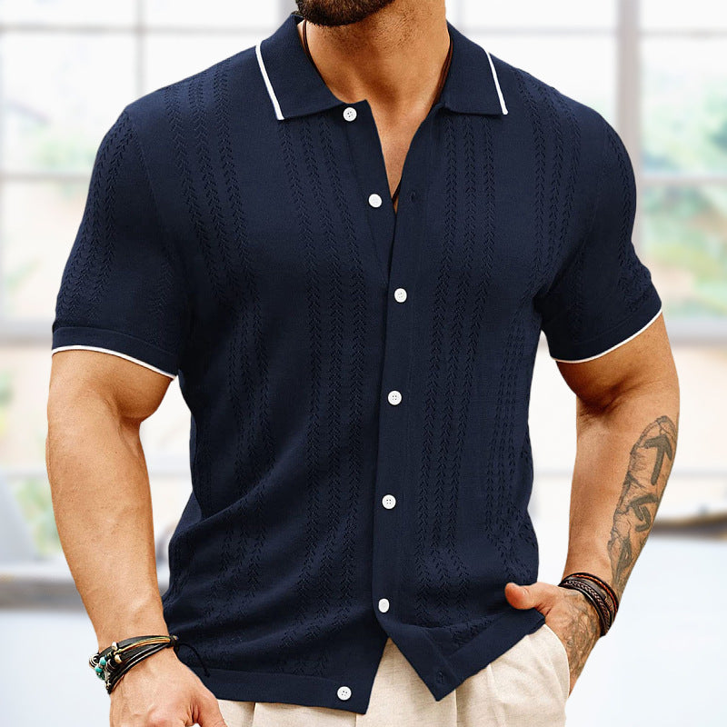 Short-sleeved Polo Shirt Summer Button Lapel Top Fashion