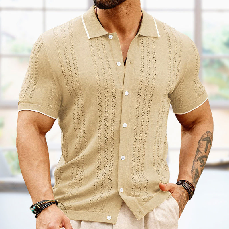 Short-sleeved Polo Shirt Summer Button Lapel Top Fashion