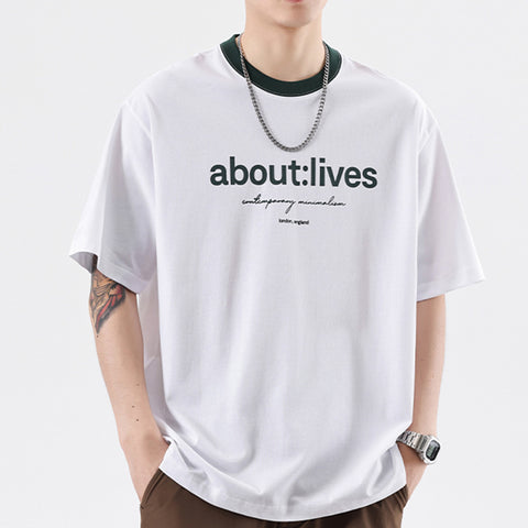 Men's Simple Multicolor Printed Round Neck T-Shirt